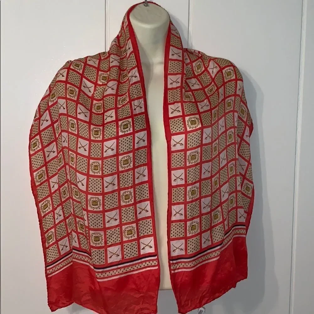 Vtg 60s drum & sword rayon/silk scarf‎